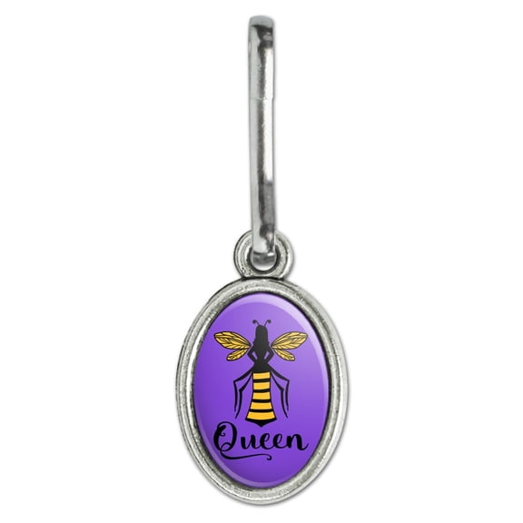 Queen Bee Antiqued Oval Charm Clothes Purse Suitcase Backpack Zipper Pull Aid