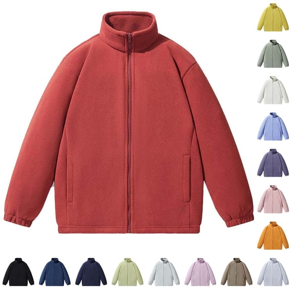 ZyeKqe Men's Fleece Jackets Long Sleeve Stand Collar Sports Coat Full Zip Outerwear Casual Jacket with Pockets