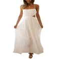 thumbnail image 1 of Femmes Été Boho Maxi Robes Cravate Sangles Découpées Dos Nu Fluide une Longue Robe de Plage, 1 of 6