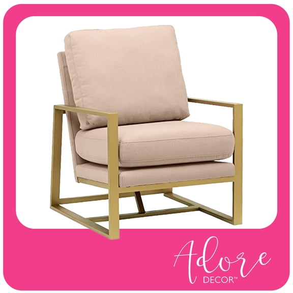 Rivet Charlotte Modern Brass Accent Chair, Dusty Rose