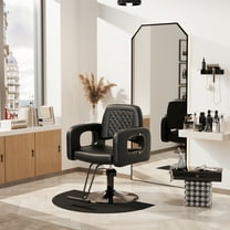 Baasha New Gold Salon Chair, Hair Styling Chair with Upgraded Comfortable Cushion, 360°Swivel Hair Chair for Hair Stylist, Professional Styling Chair for Salon, Weight Capacity Up to 440 lbs - Black