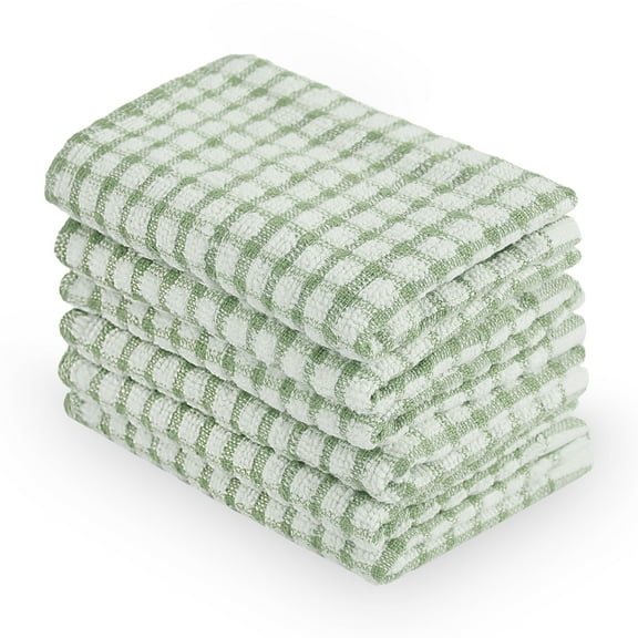 Unique Bargains Cotton Absorbent Kitchen Dish Cleaning Towels Green