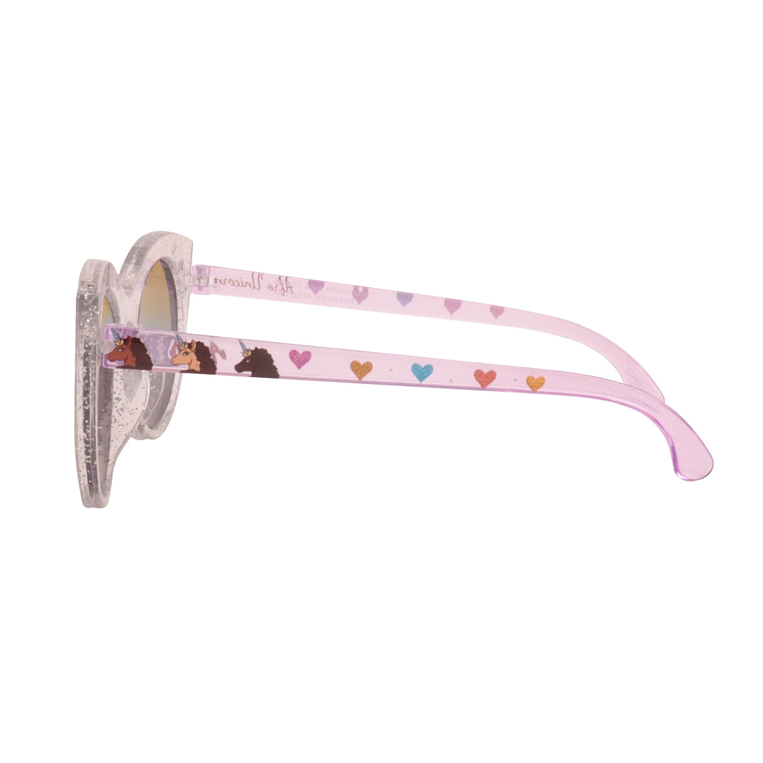 Afro Unicorn White and Purple Glitter Cateye Kids Sunglasses
