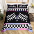 thumbnail image 2 of Erosebridal Checkered Flag Comforter Cover Twin, Racing Car Bedding Twin Size, Geometric Decor, Reversible 2pcs（No Comforter）, 2 of 7