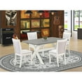 thumbnail image 2 of East West Furniture 5-Piece Modern Dining Table Set Includes a Mid Century Dining Table and 4 Cream Linen Fabric Dinning Room Chairs with Stylish Back - Wire Brushed Linen White Finish, 2 of 2