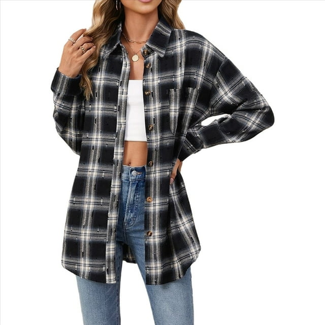 Camisas de Franela con Sobrecamisa A Cuadros Negra y Azul M