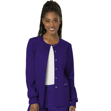 

Cherokee Workwear Revolution Women s Warm Up Scrubs Jacket Snap Front WW310