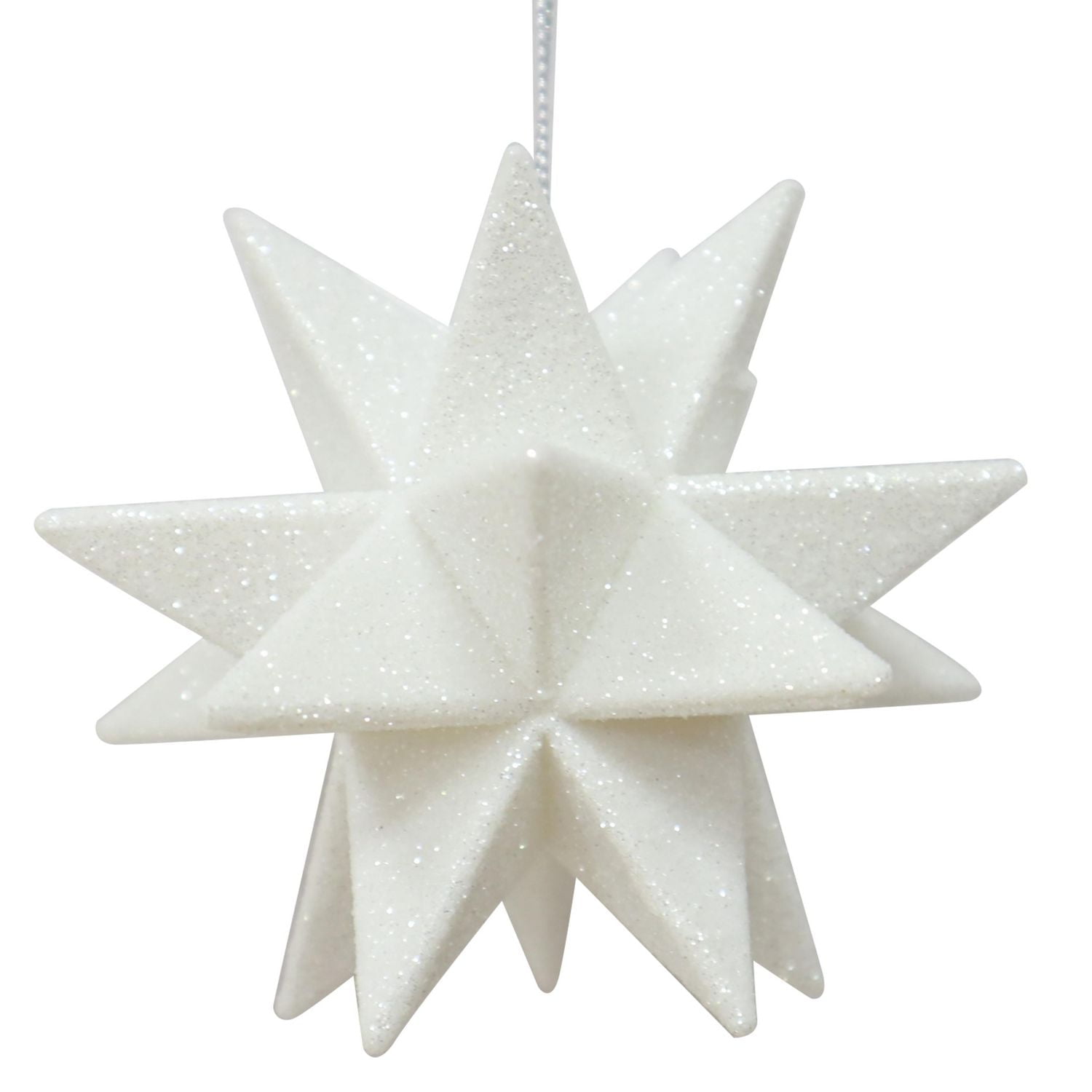 Holiday Time White Glitter Starburst ornament