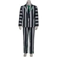 thumbnail image 2 of Tim Burton Style Men's Black & White Striped Horror Musical Suit - Blazer, Pants, Shirt & Tie, 2 of 8