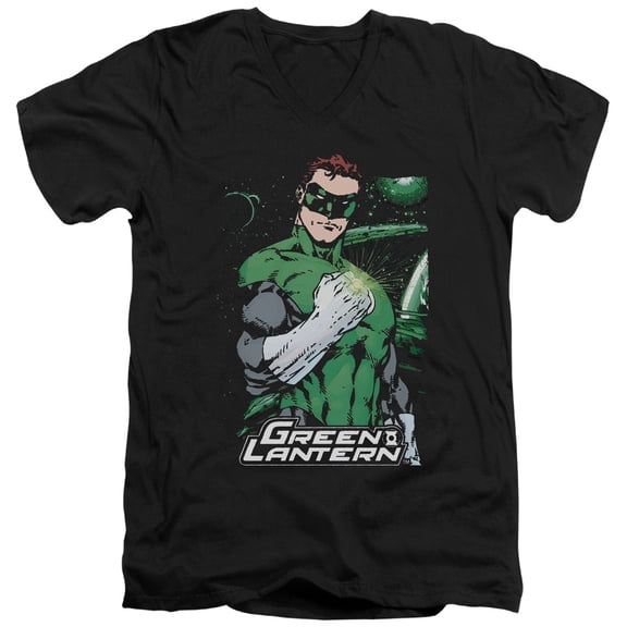 JLA Justice League Fist Flare S/S Adult V-Neck 30/1 T-Shirt Black