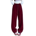 thumbnail image 1 of LUOGENLI Pantalon Décontracté Femme Jambe Droite Pantalon de Survêtement Version Étroite en Coton Pantalon Décontracté Femme Jambe Grand Coupe Décontractée Extensible Rouge G, 1 of 6