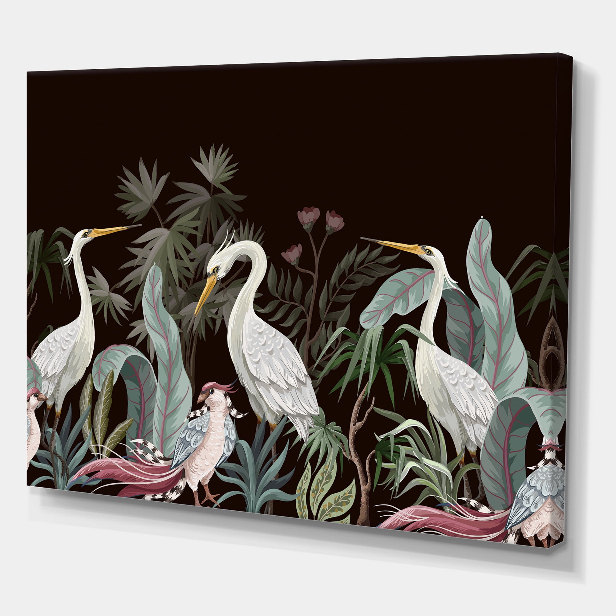 Designart ' Chinoiserie With Peonies and Birds III ' Traditional Canvas Wall Art Print