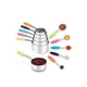 thumbnail image 1 of Juego de 10 tazas y cucharas medidoras de acero inoxidable para cocinar y hornear (5 tazas + 5 cucharas, mangos de colores), 1 of 5