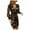 Black, variant on Viikei Plus Size Long Sleeve Dress for WomenV-Neck Vestido Corto Estampado Holiday Midi Dresses
