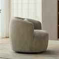 thumbnail image 2 of Hassch Corduroy Upholstered 360° Swivel Barrel Chair with Pillow and Metal Base, Wide Accent Armchair for Living Room, Bedroom, Lounge & Office (Light Gray), 2 of 7