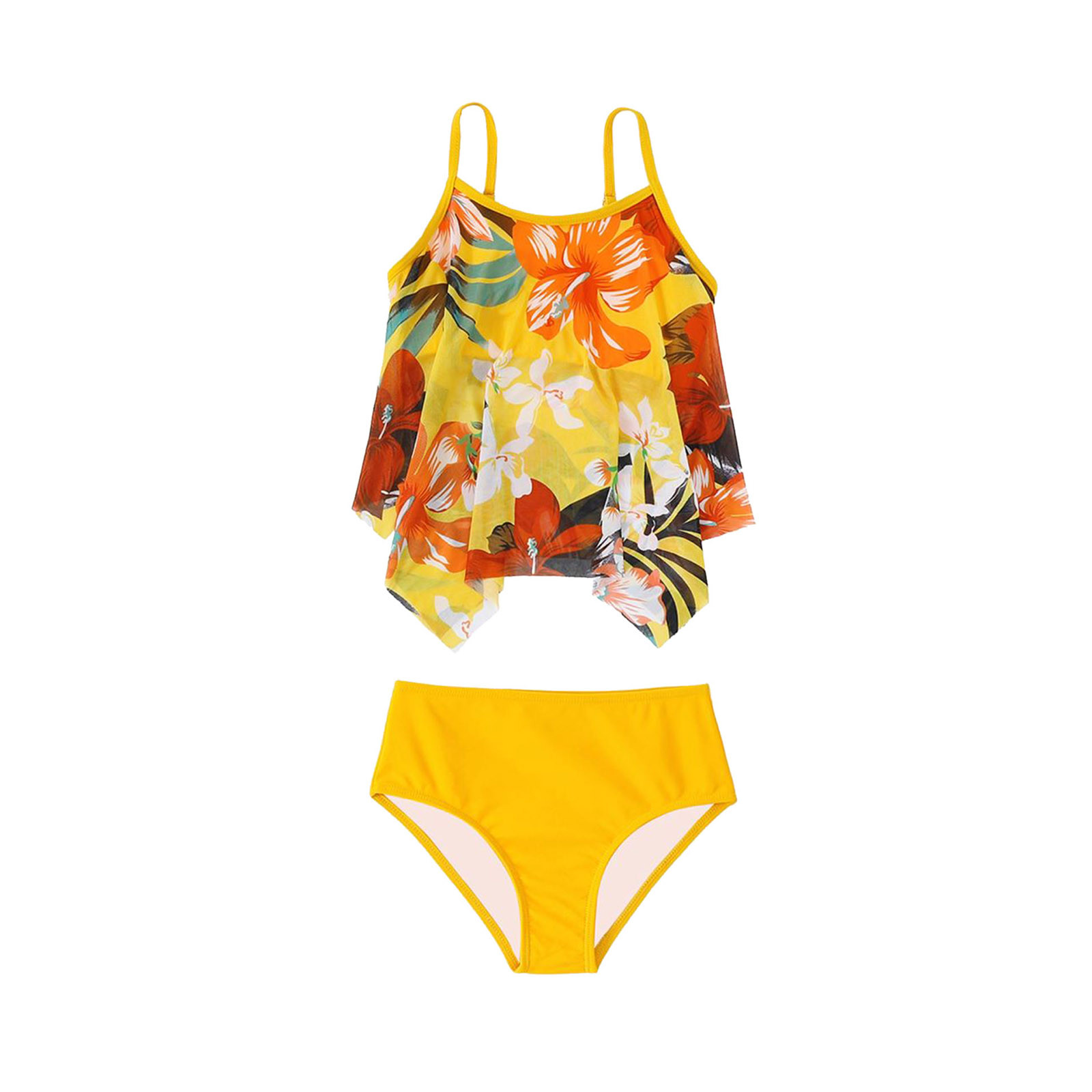 Teen Kids Girls Swimsuits 2Piece Kids Swimsuits Girl Sun Sleeveless 