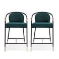 thumbnail image 2 of 26" H Upholstered Counter Stool Set of 2, Metal Frame - Green, 2 of 9