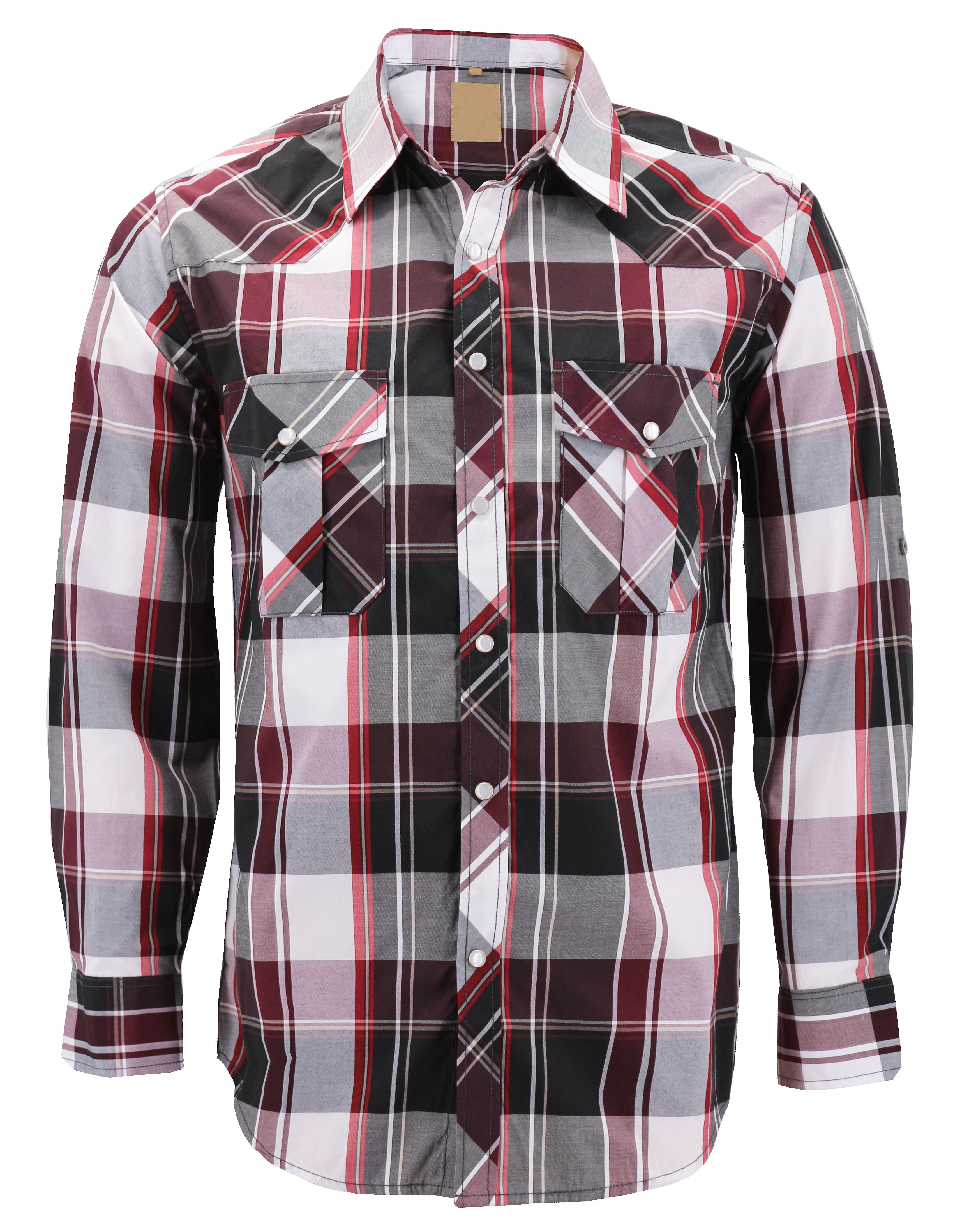 Vkwear Mens Western Pearl Snap Button Down Casual Long Sleeve Plaid