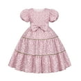 thumbnail image 1 of WEAIXIMIUNG Robes pour Invité de Mariage Enfants Filles Imprimés Manches Courtes Fête Style Cour Vêtements, 1 of 8