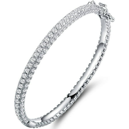 Swarovski Jade Bracelet - Swarovski Elements 18kt White Gold-Plated Silver Bangle Bracelet