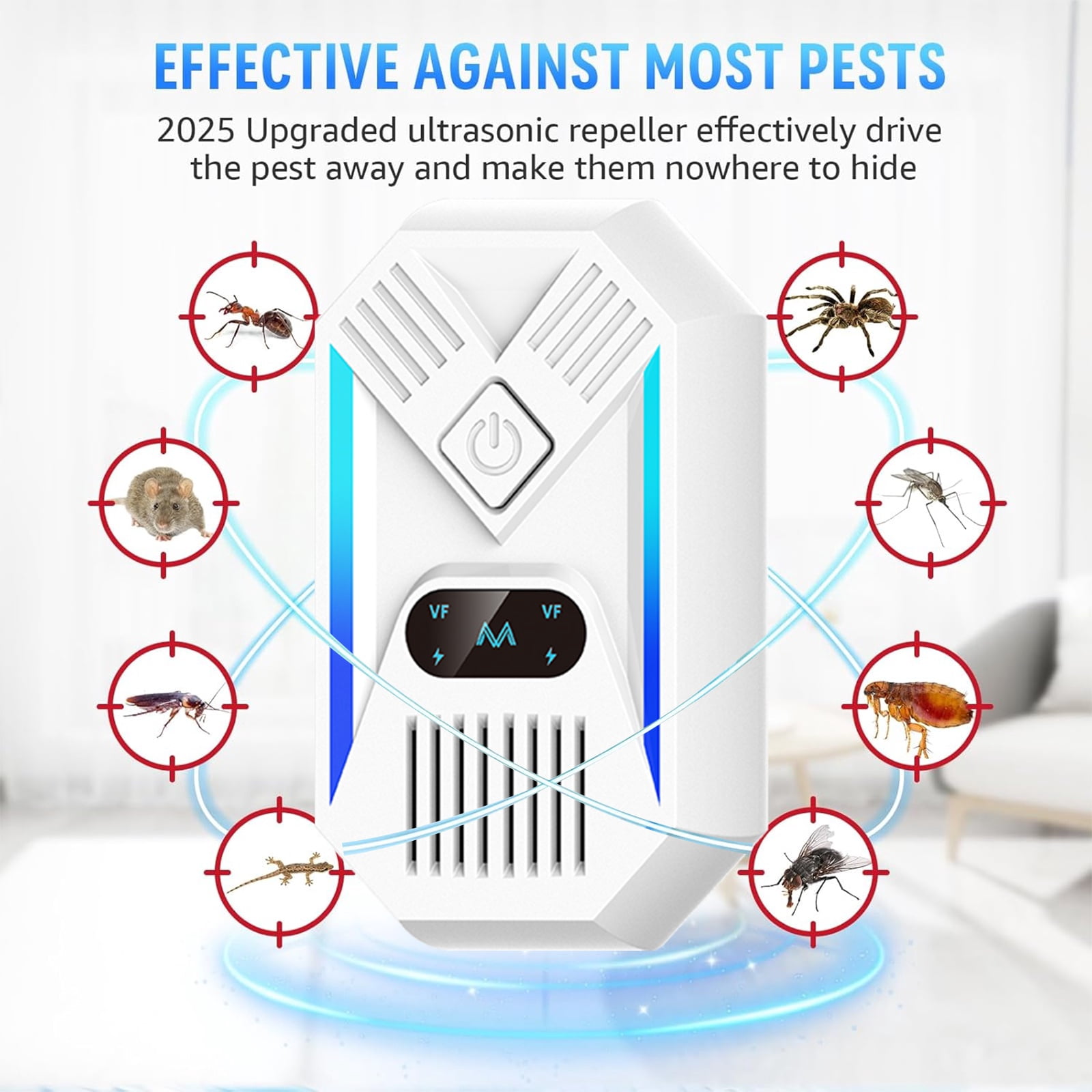 Ultrasonic Pest Repeller Plug in, 6 Packs Electronic Pest Control Indoor for Mice, Bugs, Rodents, Mosquitoes, Ants, Roaches, Mouse Deterrent for Home, Kitchen, Garage, Basement, Office