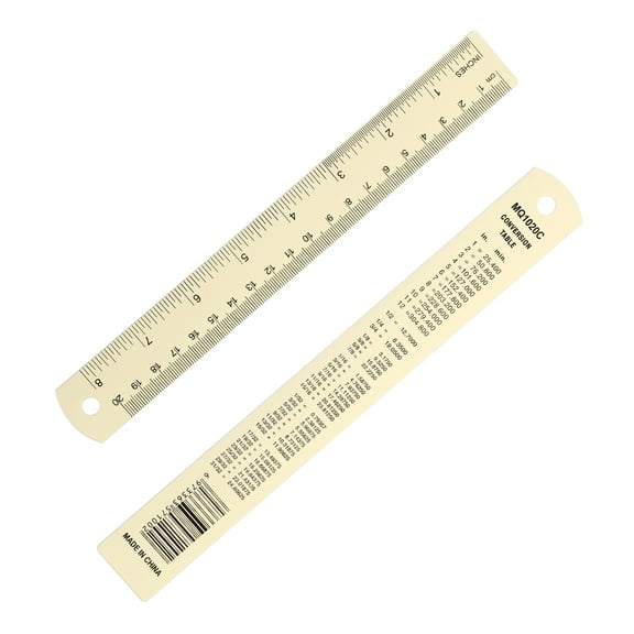 8 Inch Metal Ruler, Aluminum Alloy Metric Ruler with Inches and Centimeters Precision Measuring for Office Engineering Drafting, Beige