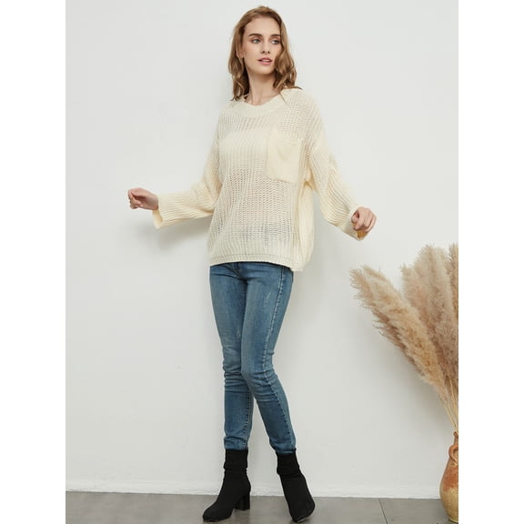 Knitted Turtleneck Sweater With Batwing Sleeves White Small