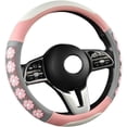 thumbnail image 5 of New Steering Wheel Cover Goddess Cartoon Leather 3D Flower Embossed Handle Cover Girl Style Handle Cover(Mint Green Type D), 38cm, 5 of 5