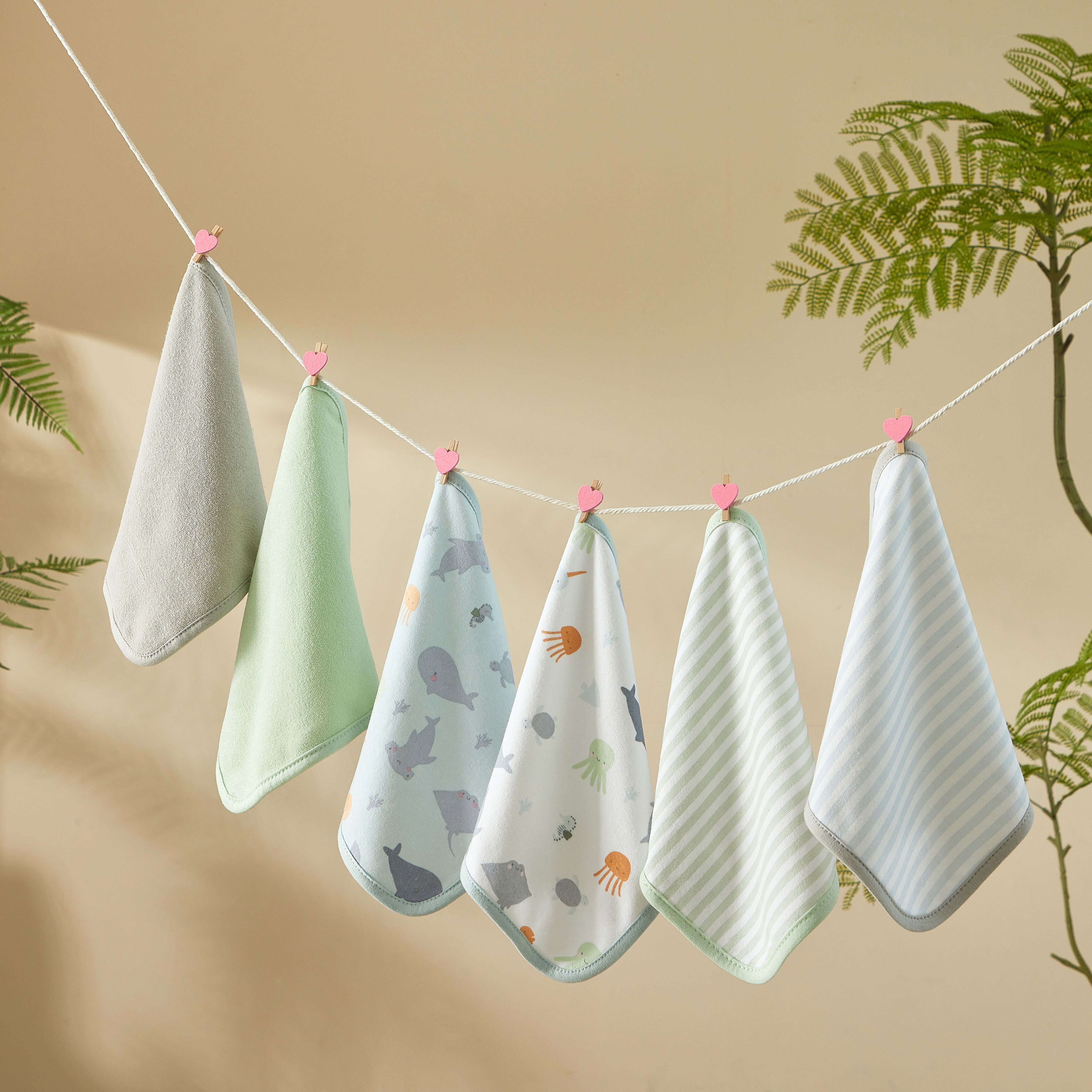 Parent's Choice 9"x9" Whale Washcloths, 6 Pack