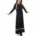 thumbnail image 5 of Huvoen Kids Girls Muslim Islamic Long Dress Long Sleeves Round Neck Colorblock Dress Soft Full Length Robe Burka Arab Maxi Dresses Black 14-15 Years, 5 of 6