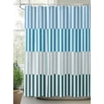 thumbnail image 2 of Boanket Polyester Fabric Colorful Stripe Shower Curtain, Modern Teal Blue Green Vertical Striped Waterproof Bathtub Curtain Bathroom Decor Set with Hooks 72 x 72 Inches,, 2 of 6
