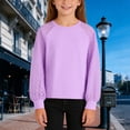 thumbnail image 2 of Ticikt Girls' Long Sleeve Shirts Lace Loose Fit Casual Crewneck Blouses Tops,Color:Purple, 2 of 4