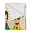 thumbnail image 2 of Geek Soft Flannel Fleece Blanket, Hipster Fashion Themed Cartoon Image of Men Wearing Pullovers Jackets and Suspenders, Cozy Plush for Indoor and Outdoor Use, 50" x 70", Multicolor, by Ambesonne, 2 of 5