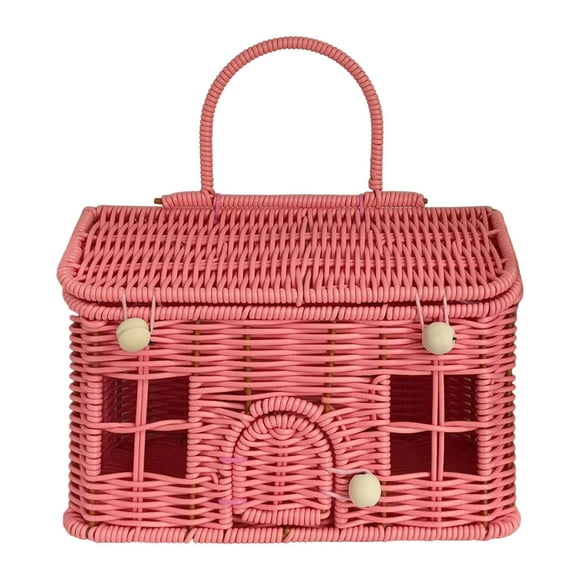 Christmas Gift Baskets Vintage-Style Hand-Woven Willows House Basket with Door Rustics Christmas Gift And Treat Display Holiday Gift Baskets