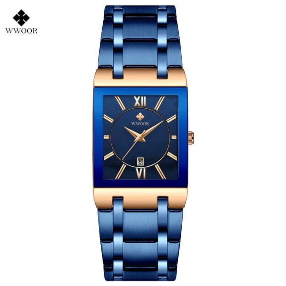 Square Watches for Men Stainless Steel Mens Square Watch with Date Original Waterproof Analog Quartz Fashion Business Casual Wristwatch