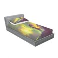 thumbnail image 3 of Fantasy Bedding Set with Sheet & Covers, Fiery Burnt Girl Magic Flames on Roof of House Night Mystic Fantasy Illustration, Printed Bedroom Decor 2 Shams, 4 Sizes, Yellow Green, by Ambesonne, 3 of 3