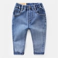 thumbnail image 2 of AherBiu Toddler Girls Clothes Elastic High Waisted Jeans for Kids Slim Fitted Denim Pants with Pockets, 2 of 3