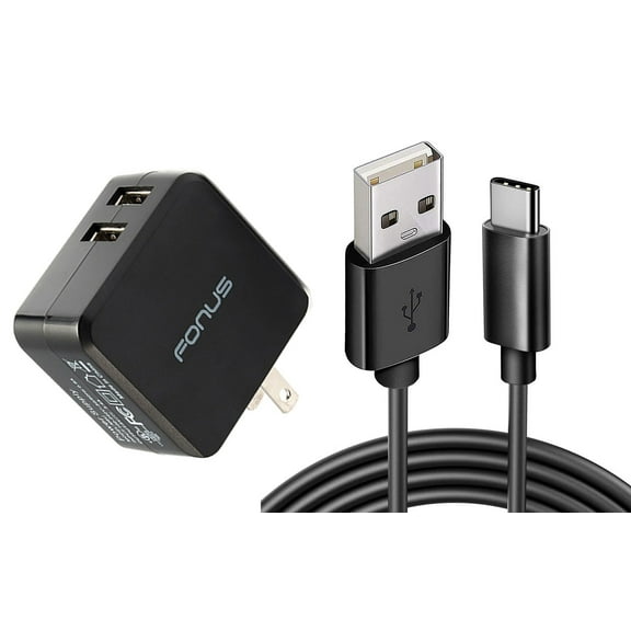 Home Charger 17W for Samsung Galaxy A05/A13 5G/A14 5G/A23 5G/A33 5G/A53 5G/A73 5G - 2-Port USB 3.4A Type-C Cable 6ft Power Adapter