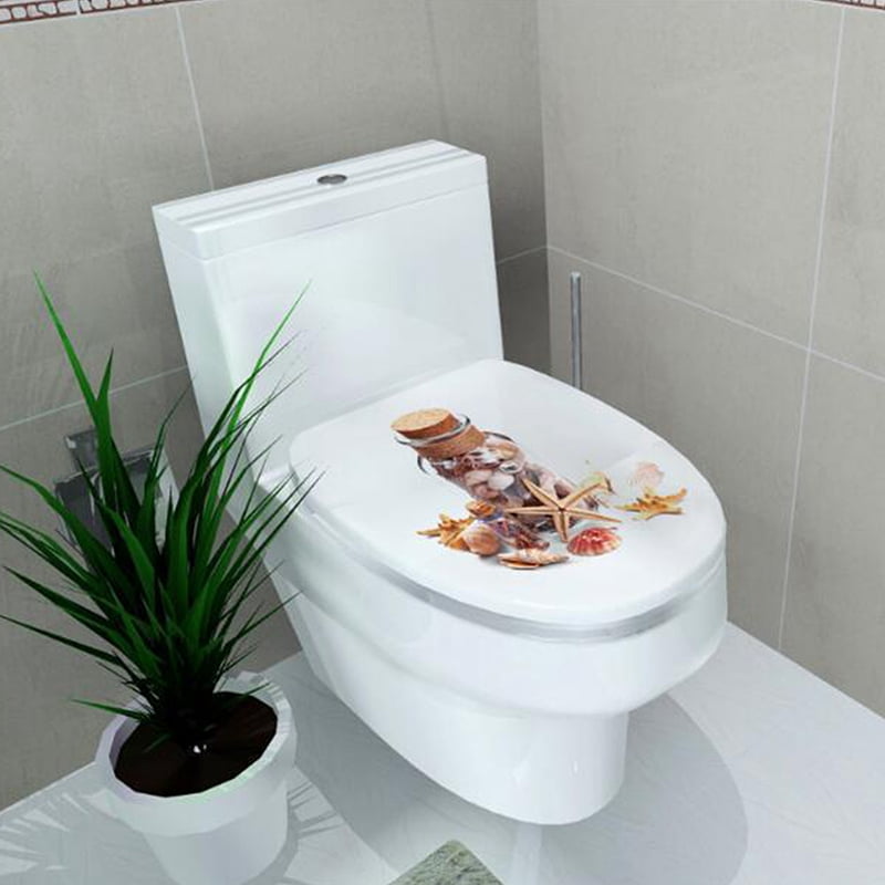 DejavYOU 3D Decals Toilet Lid Stickers Removable Waterproof Toilet Seat Stickers For Bathroom Wc