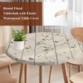 thumbnail image 4 of Sparrow Round Tablecloth, Fitted Table Cover with Elastic for 45"-54" Round Tables, Spring Birds on The Branches Retro Country Beige Table Cloth Outdoor Indoor Dinning Party Waterproof Tablecloths, 4 of 7
