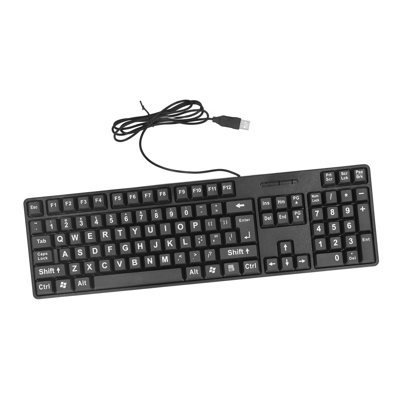 Riousery Wired Large Print Keyboard for Elderly, 104 Keys Plug and Play USB PC Accessories, Black, 18.11 inches / 46 cm