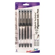 Pentel Arts Hybrid Technica (0.3/0.4/0.5/0.6/0.8mm) Gel Pen, Black Ink 5-Pk