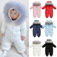 thumbnail image 5 of Ruyang Baby Boys Girls Puffer Snowsuit Winter Warm Quilted Down Jumpsuit Faux 𝐅𝐮𝐫 Hooded Zip Up Outfits Thermal 𝐎nesie, 5 of 5