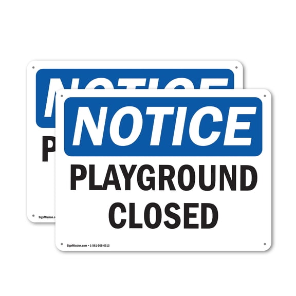 (2 Pack) Playground Closed OSHA Notice Sign 10 Inch X 7 Inch Indoor / Outdoor Rust-Free Aluminum Metal Signs for Workplace, Workshop, and Construction Site, Made in the USA