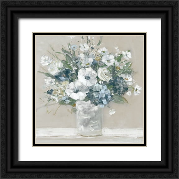 Swatland, Sally 12x12 Black Ornate Wood Framed with Double Matting Museum Art Print Titled - Neutral Bouquet