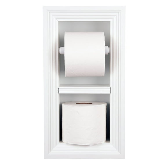 Boreas Recessed Solid Wood Double Toilet Paper Holder 7 x 14.5 - White Enamel