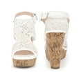 thumbnail image 2 of BLISSFUL STEP Mother's Day Lace Ankle Strap Platform Wedges Heel Sandals for Women White 9, 2 of 7
