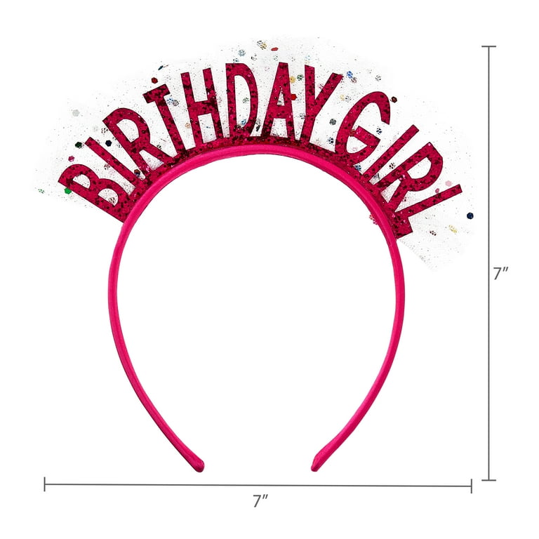 Way To Celebrate Pink Birthday Girl Tulle Headbopper, Hot Pink