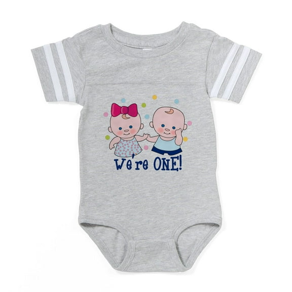 CafePress - We're One Boy & Girl - Cute Infant Baby Football Bodysuit