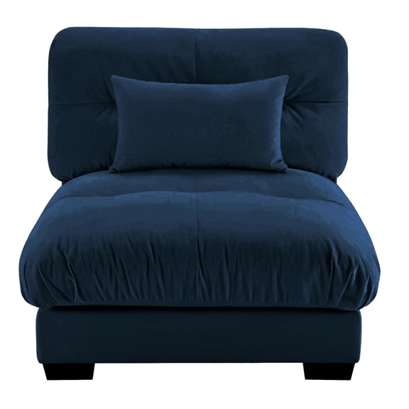 Milano Blue Armless Sofa with One Pillow - Stylish and Comfortable Seating for Living Room or Office